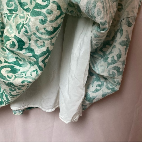 House of Harlow 1960 Women's Green Baroque Print Dress Size L Linen Blend Mini - Picture 8 of 11